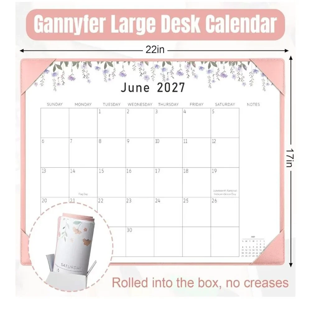 Gannyfer Large Desk Calendar Pink 22